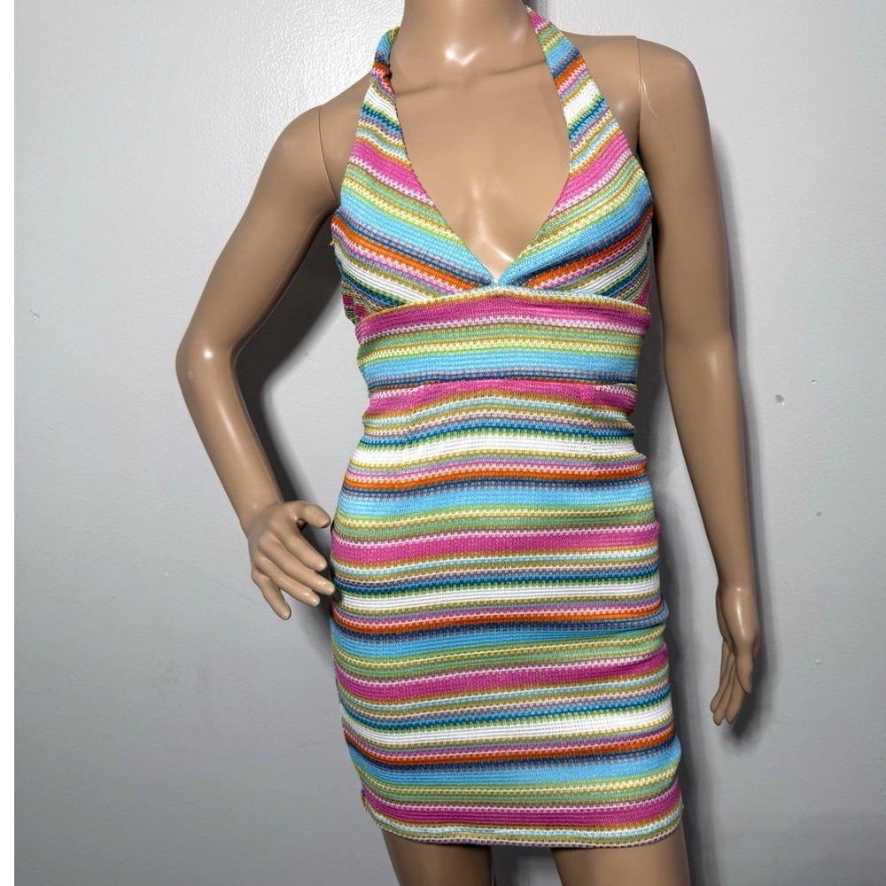 Boho Crochet Halter Dress XS Kendall & Kylie PacSun‎ Multicolor Summer Festival